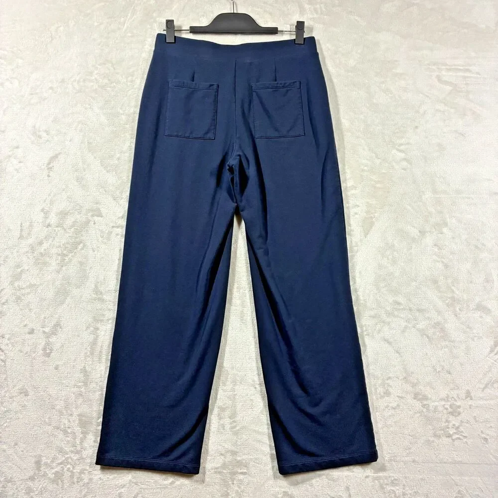 J Jill Pure Jill Affinity French Terry Wide Leg Lounge Pants S Navy Back Pockets